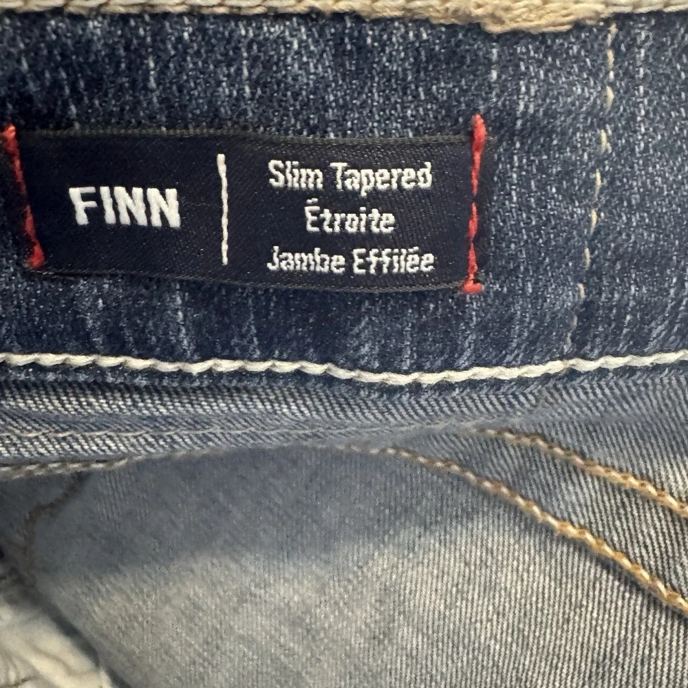 True Religion Frayed‎ Finn Slim Tapered Zippered Ankles Distressed Blue Jeans 31